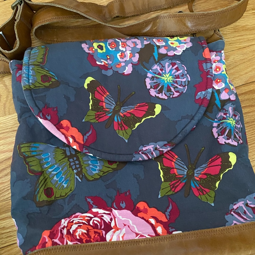 Fabric and leather purse